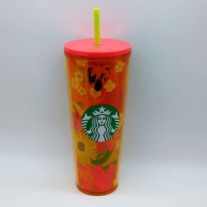 New Starbucks Floral Sunflowers Strawberries Venti Cold Cup 24 Oz Summer 2022